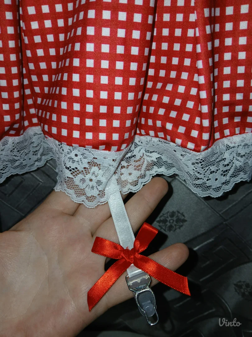 Sexy karirana suknjica sa cipkom i dva haltera S