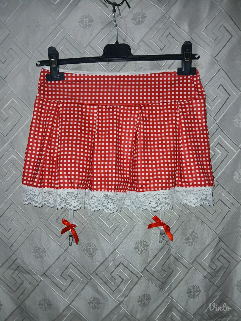 Sexy karirana suknjica sa cipkom i dva haltera S