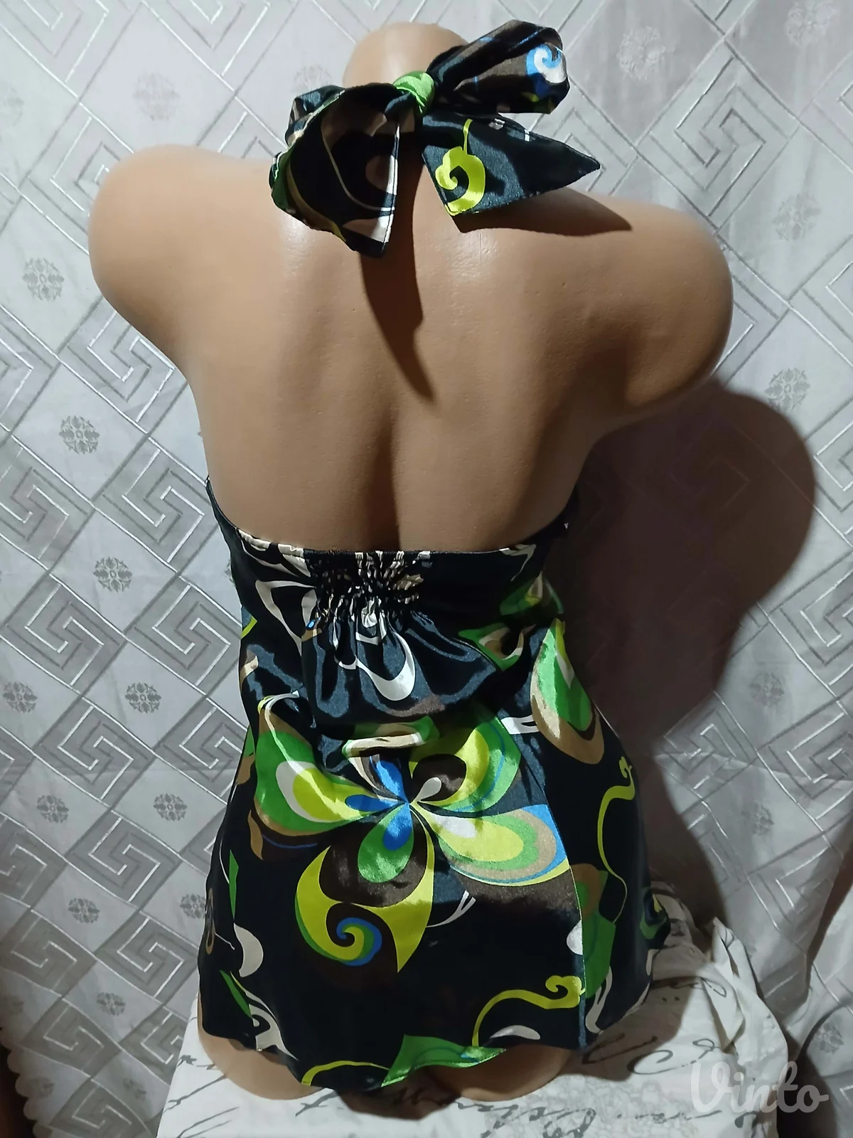 Retro saten sarena majica na vezivanje S/M