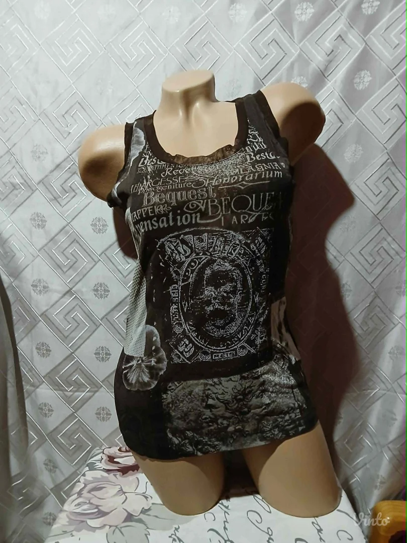 Y2K mrezasta braon majica L/XL