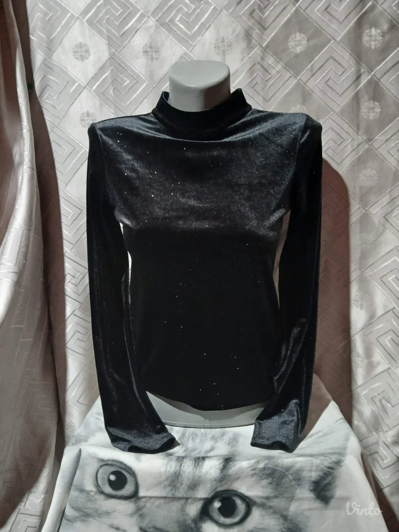 Monki plisana bluza sa zlatnom prasinom XS