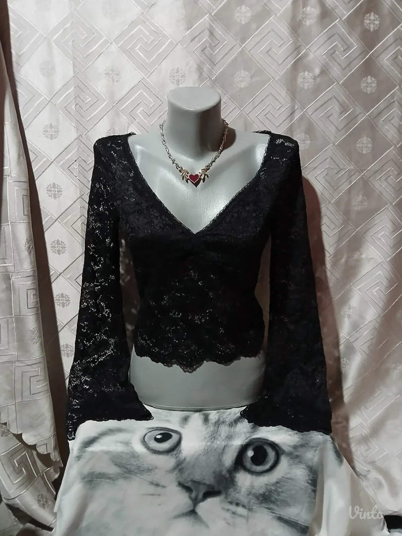 Goth Crop Cipkasta Crna bluza S