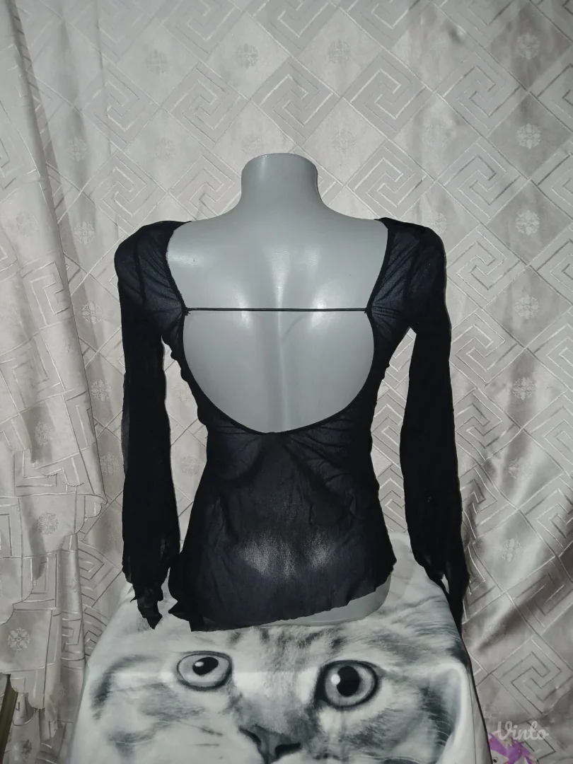 Goth crna bluza til/mrezica plis S