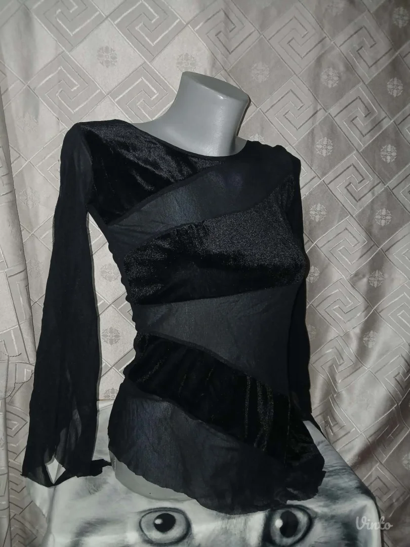 Goth crna bluza til/mrezica plis S