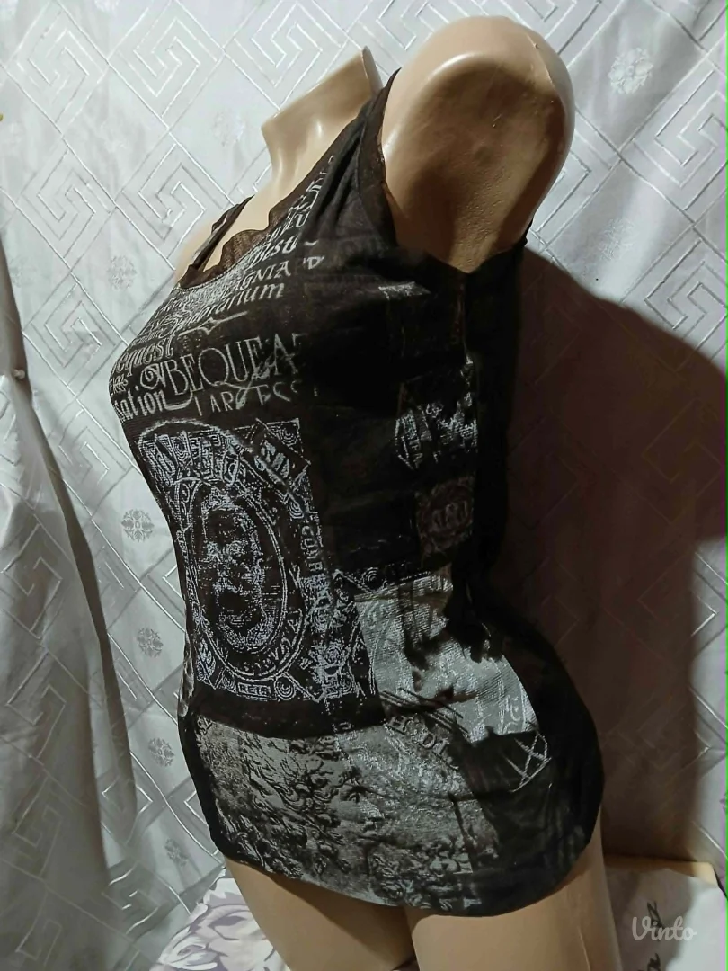 Y2K mrezasta braon majica L/XL