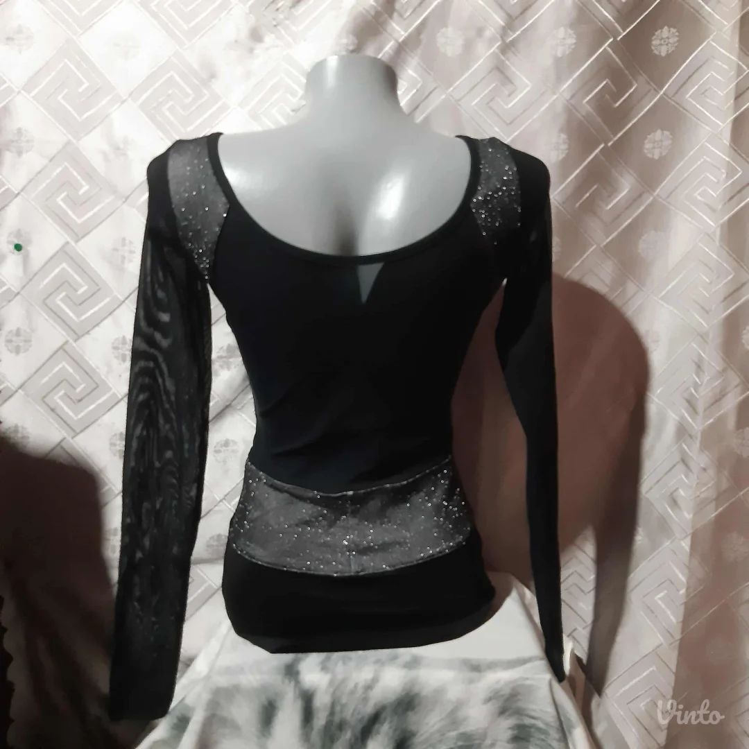 Crno/Srebrna bluza uz telo S