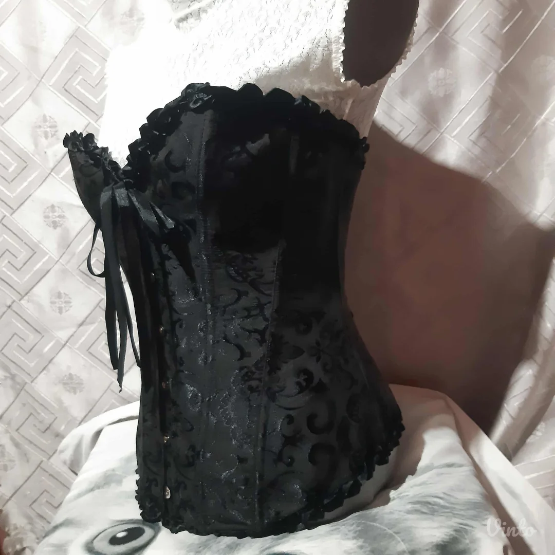 Crni Goth Brokatni Korset S/M