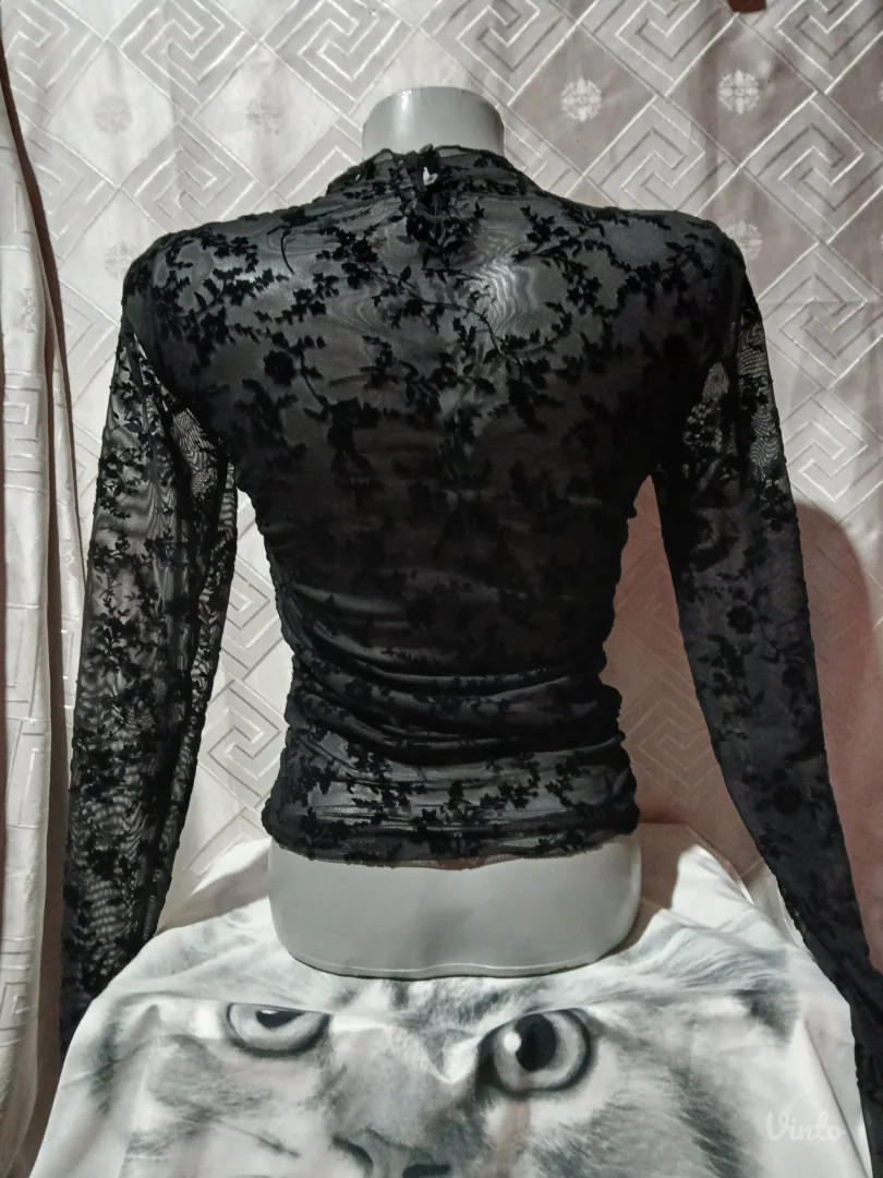 Zara mrezasta providna bluza sa plisanim printom XS