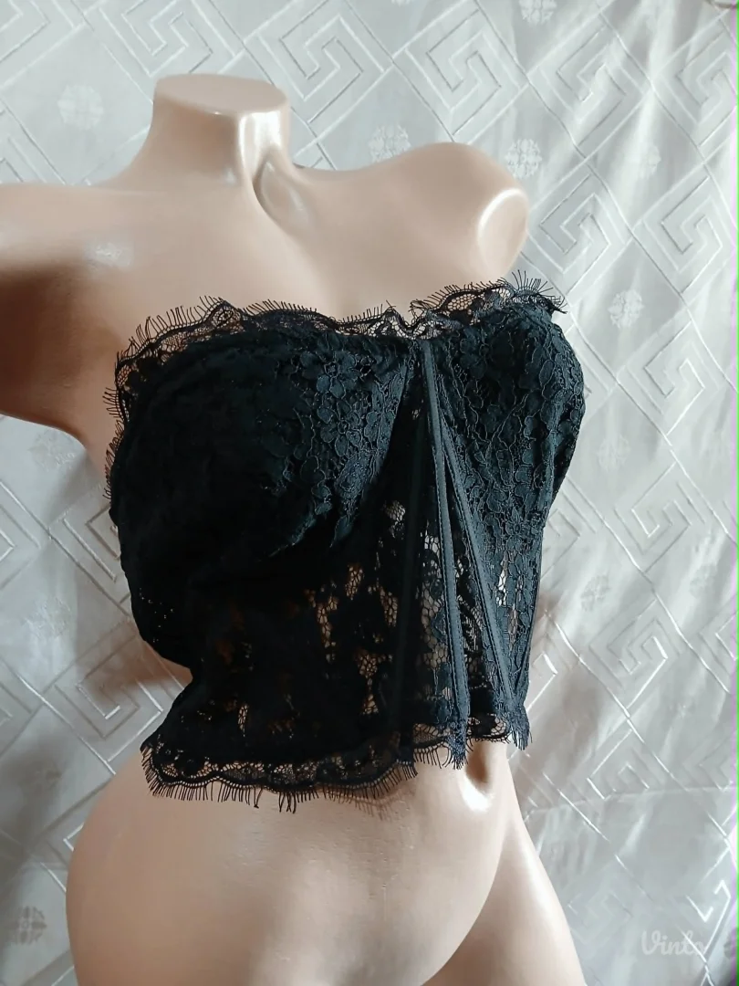 Missguided Sexy Crni Korset Top od Cipke XL Novo sa Ett.