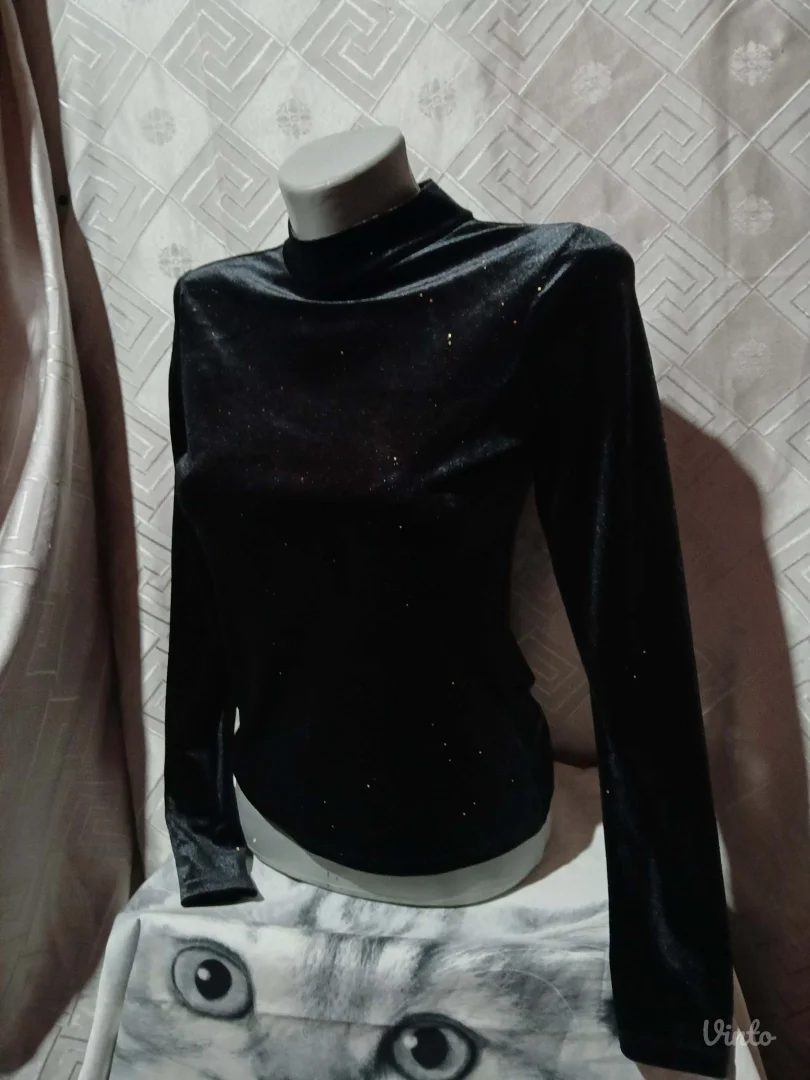 Monki plisana bluza sa zlatnom prasinom XS