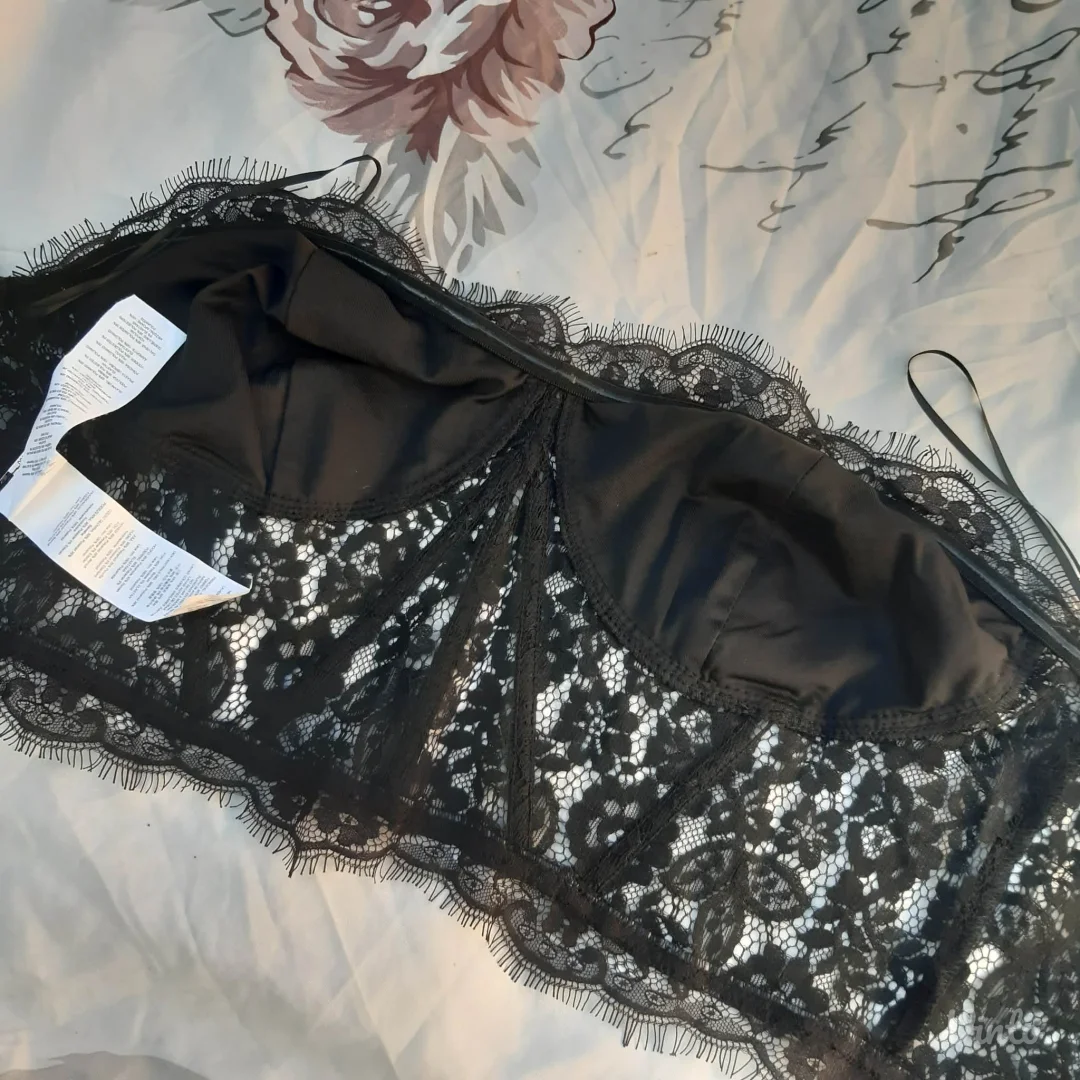 Missguided Sexy Crni Korset Top od Cipke XL Novo sa Ett.