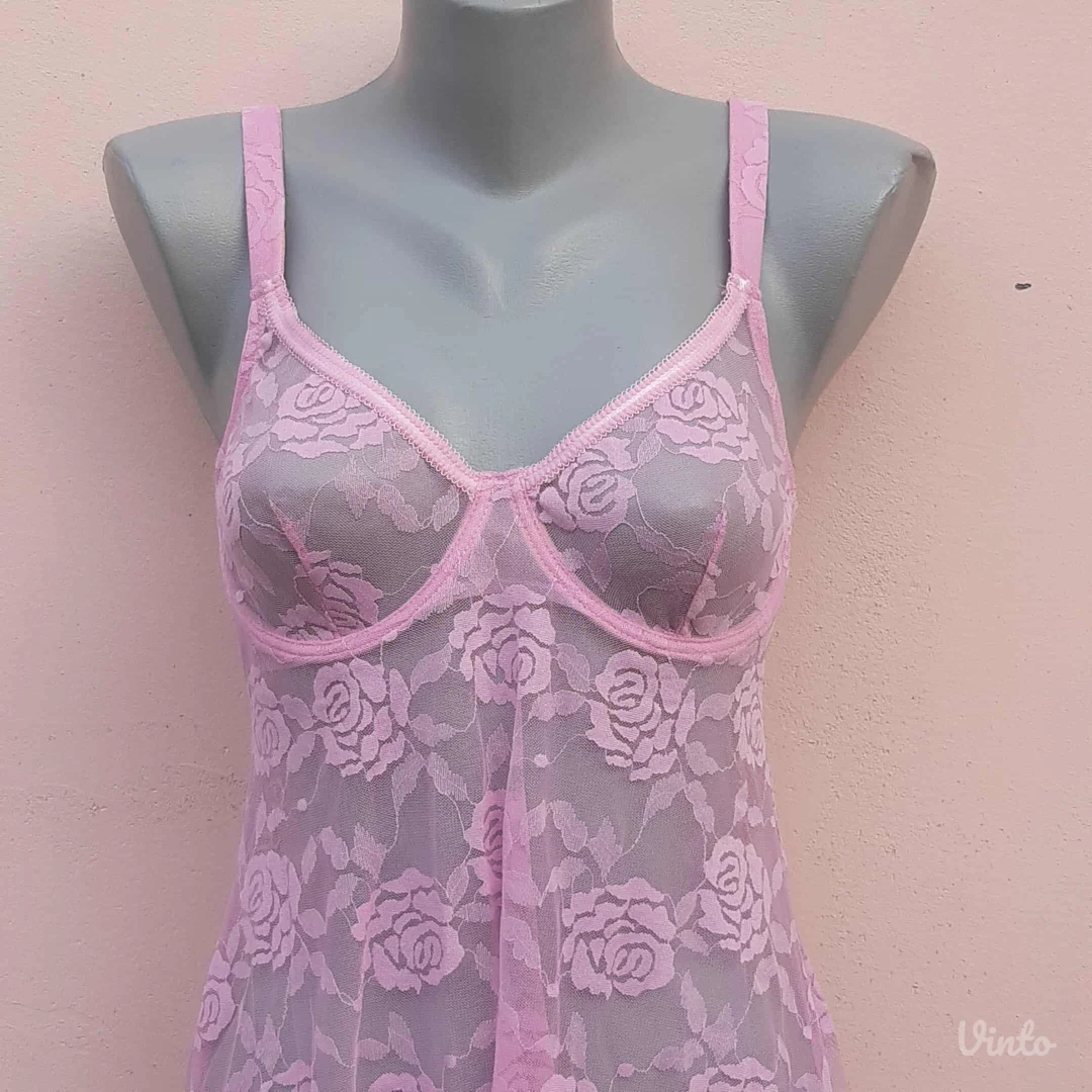 Tezenis Roze spavacica od cipke S/M