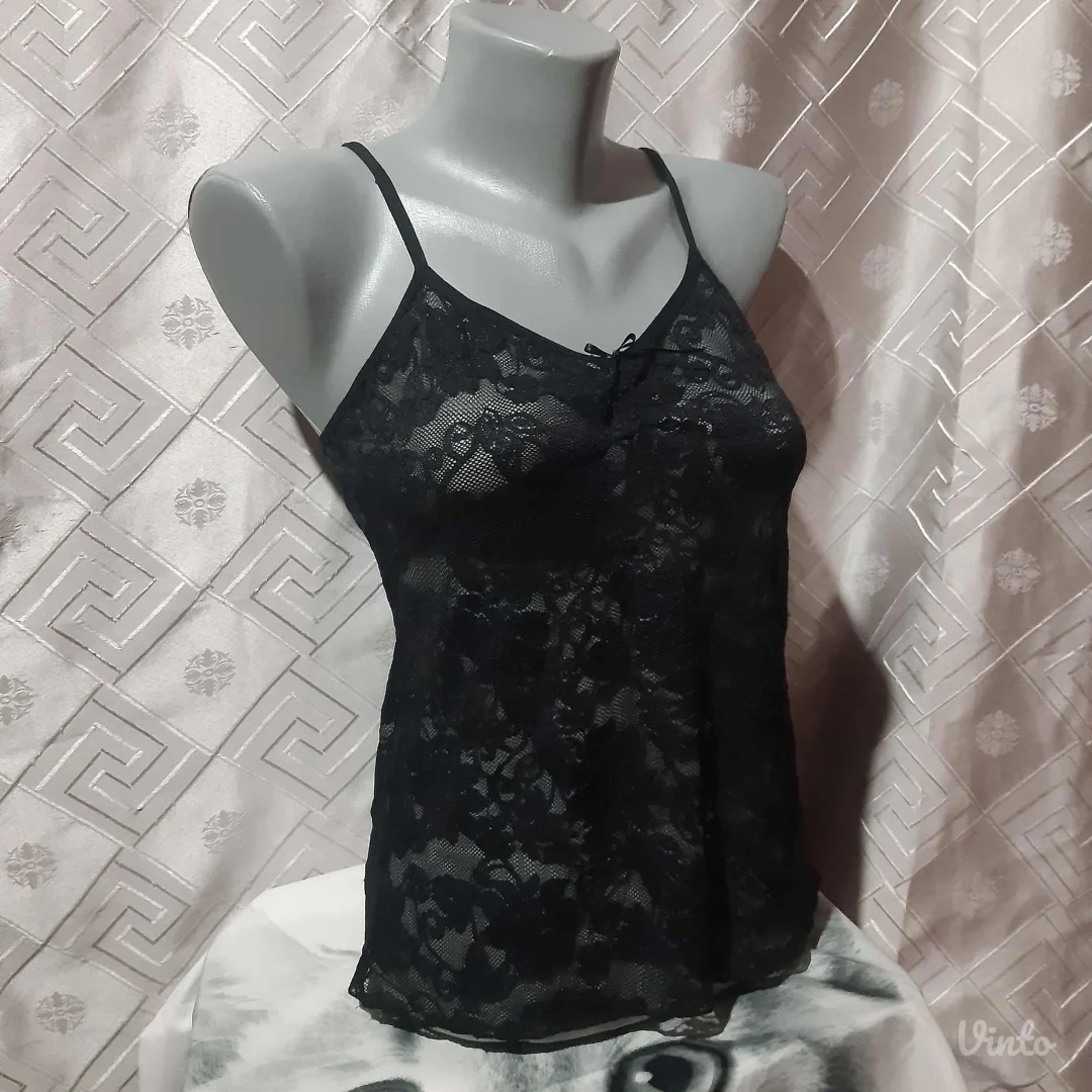 Crna Čipkasta Majica M/L