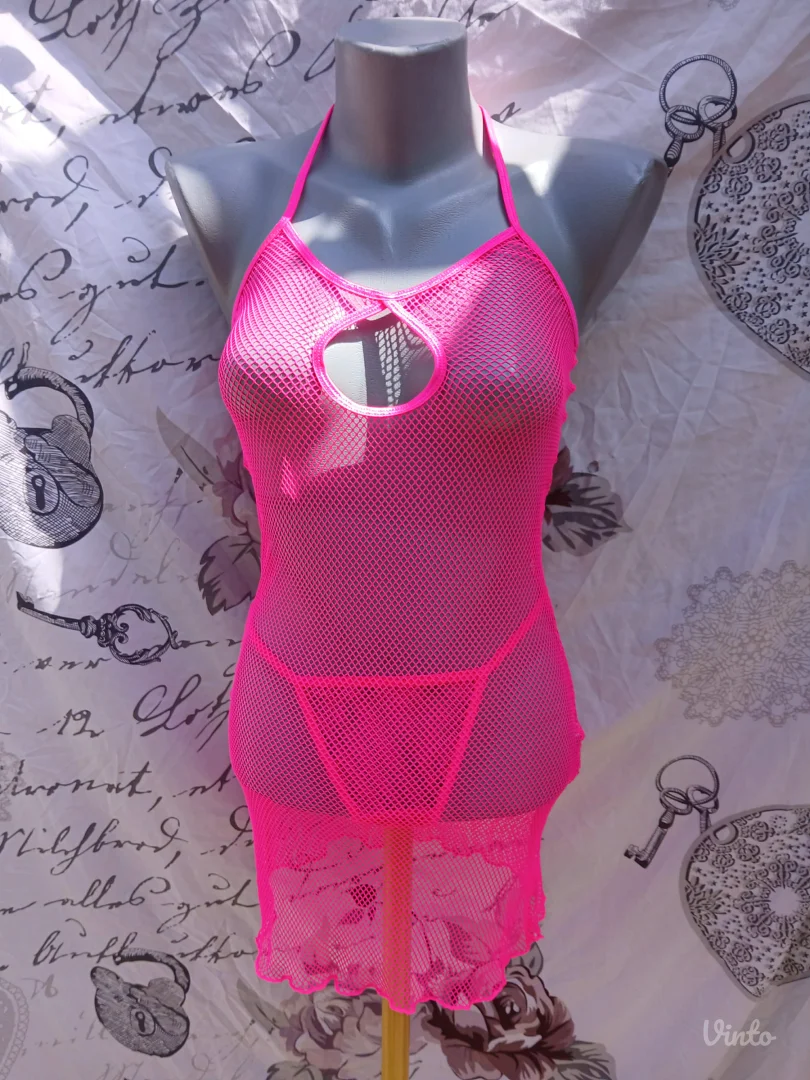 Nov Seven 'til Midnight Fetish Neon roze mrezasti set