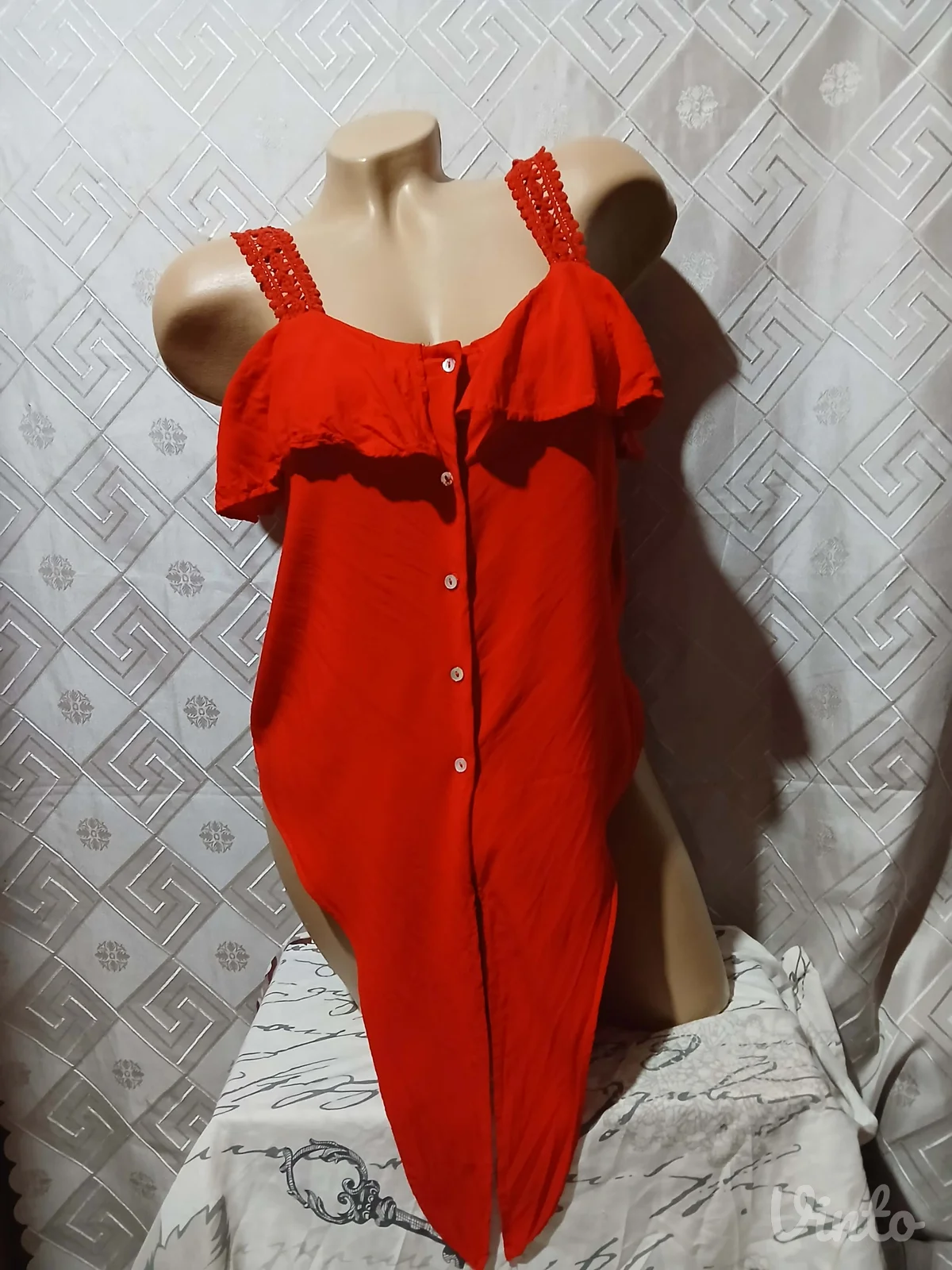 Crvena crop kosulja bez rukava Viskoza S
