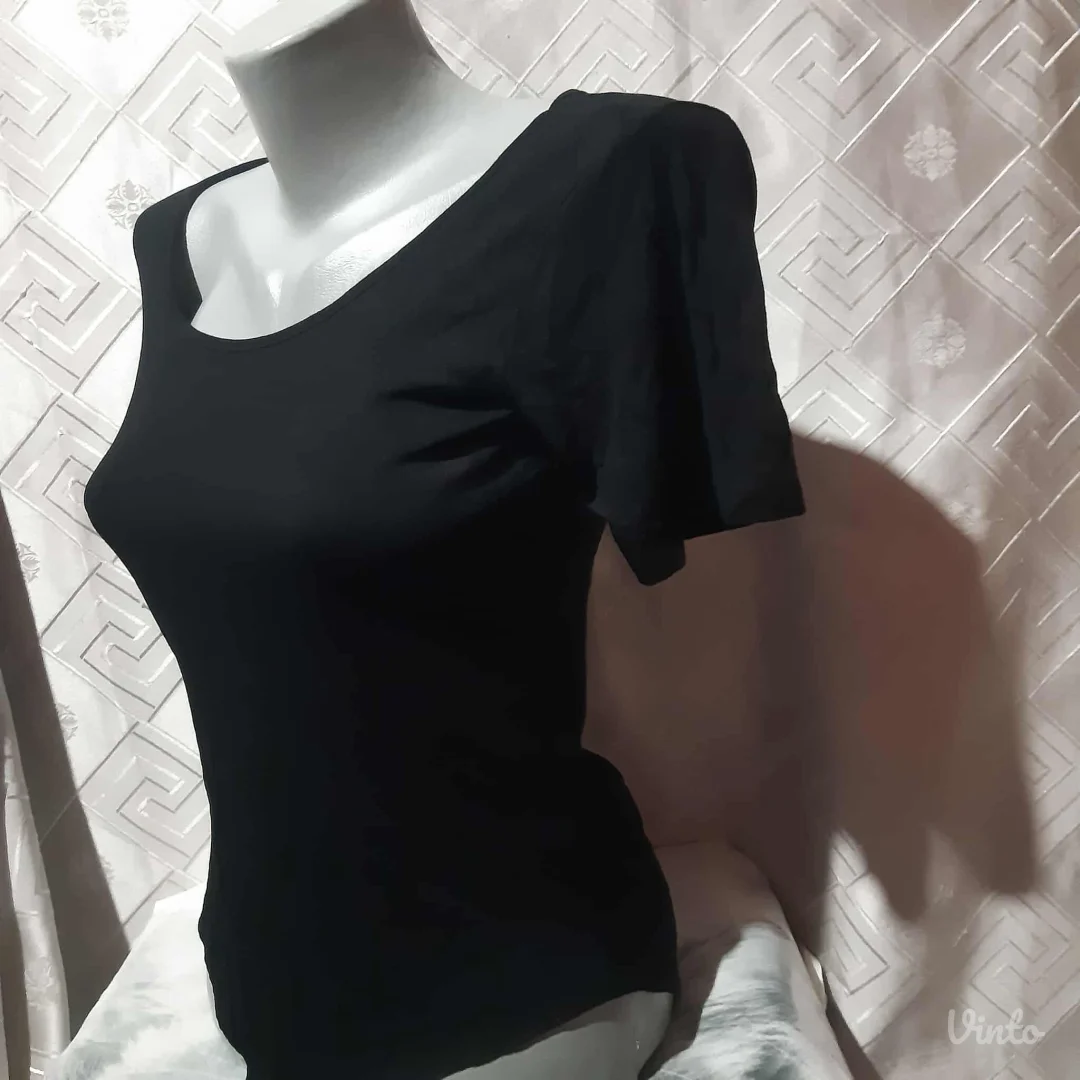 Crni bodi kratkih rukava viskoza/elastin S/M