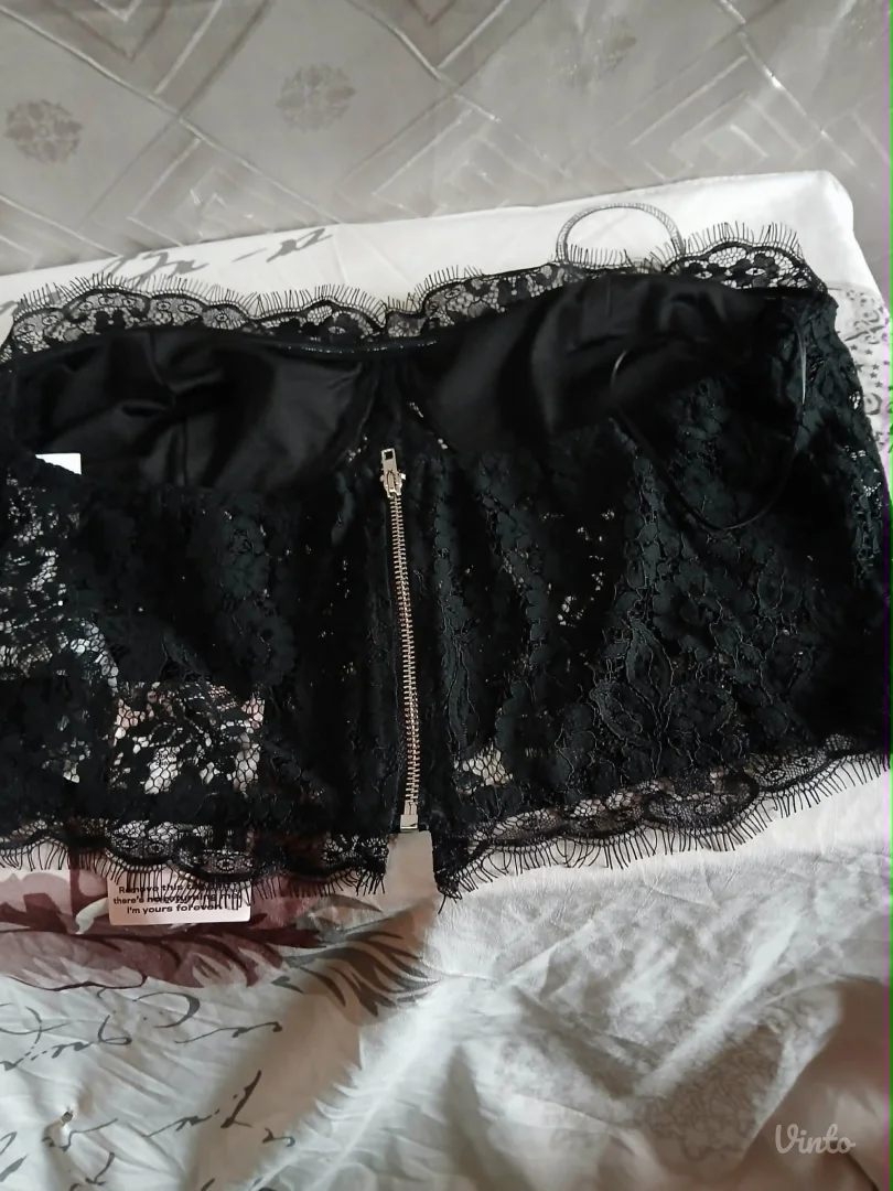 Missguided Sexy Crni Korset Top od Cipke XL Novo sa Ett.