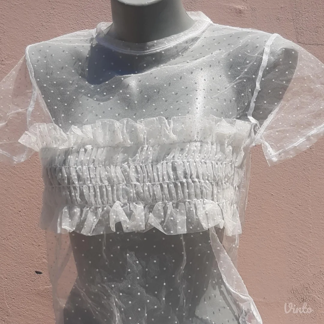 Primark Bela bluza til mrezica na tufnice XS-S