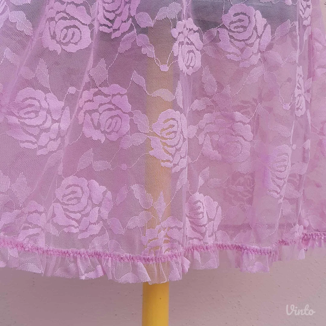 Tezenis Roze spavacica od cipke S/M