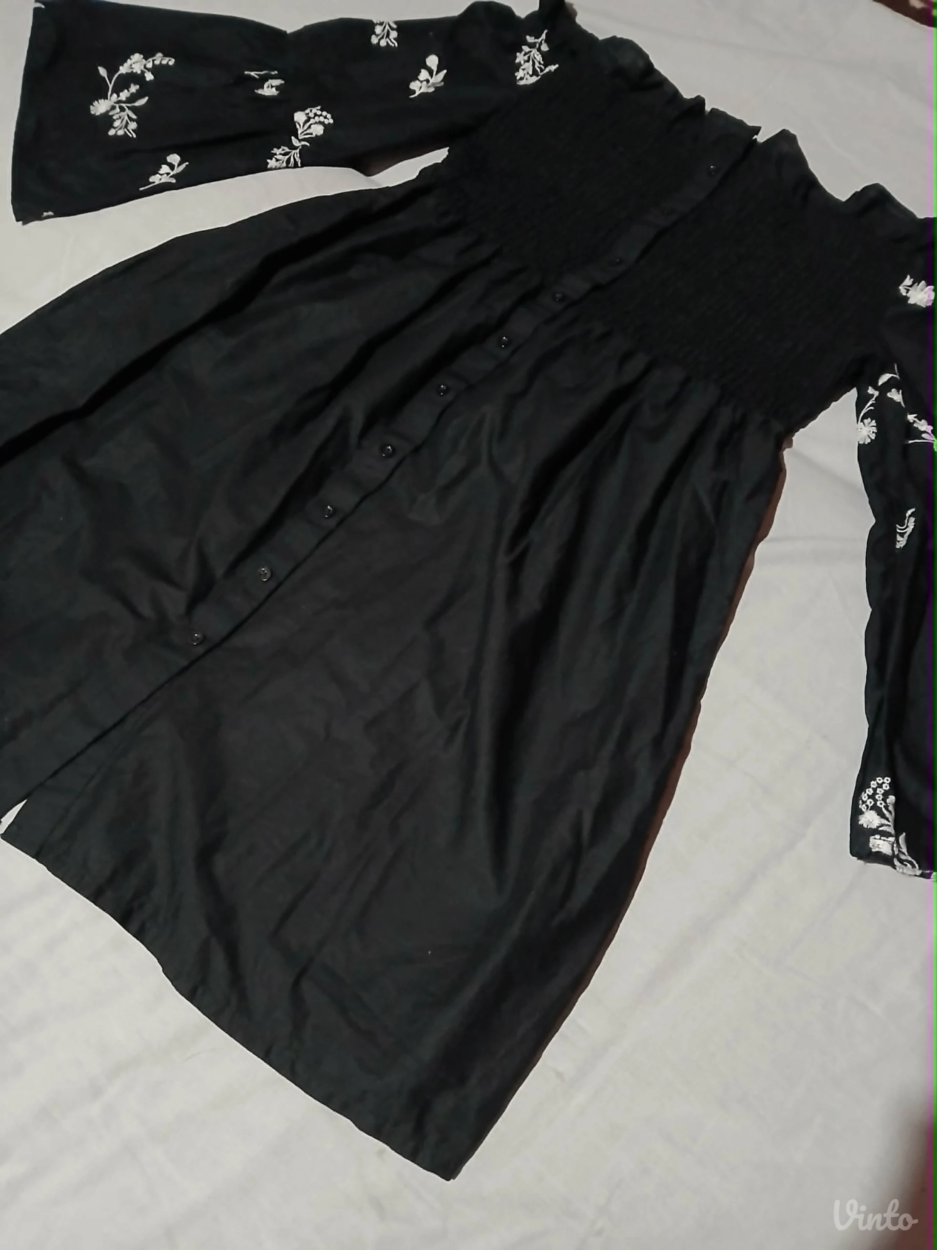 Crna tunika/kosulja sa vezom Plus Size