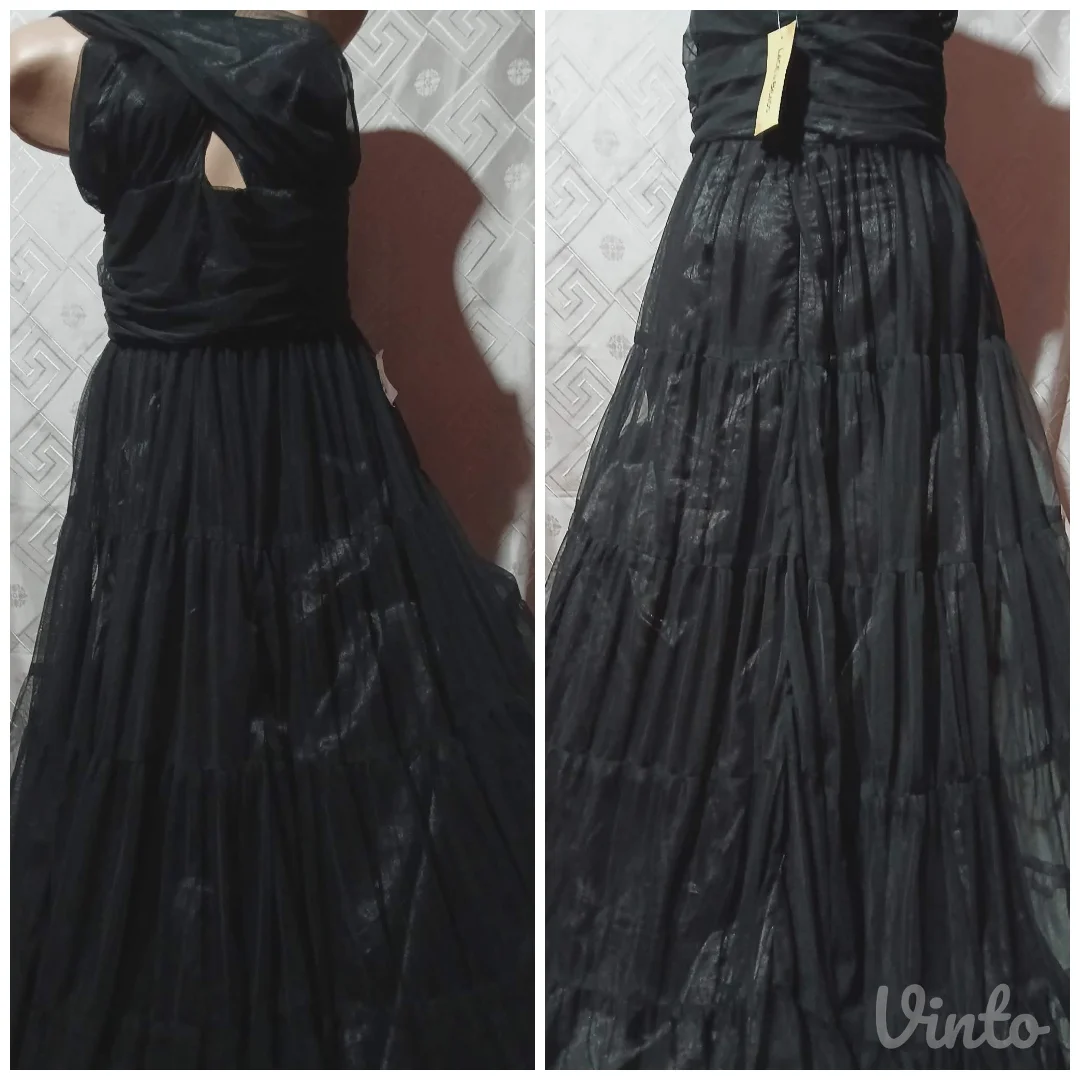 Nova Lace&Beads svecana crna haljina za visoke M