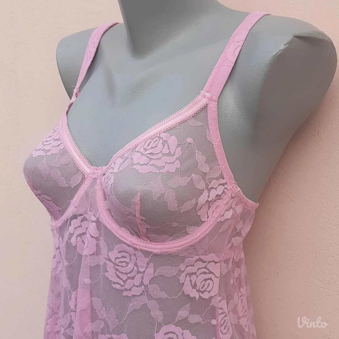 Tezenis Roze spavacica od cipke S/M