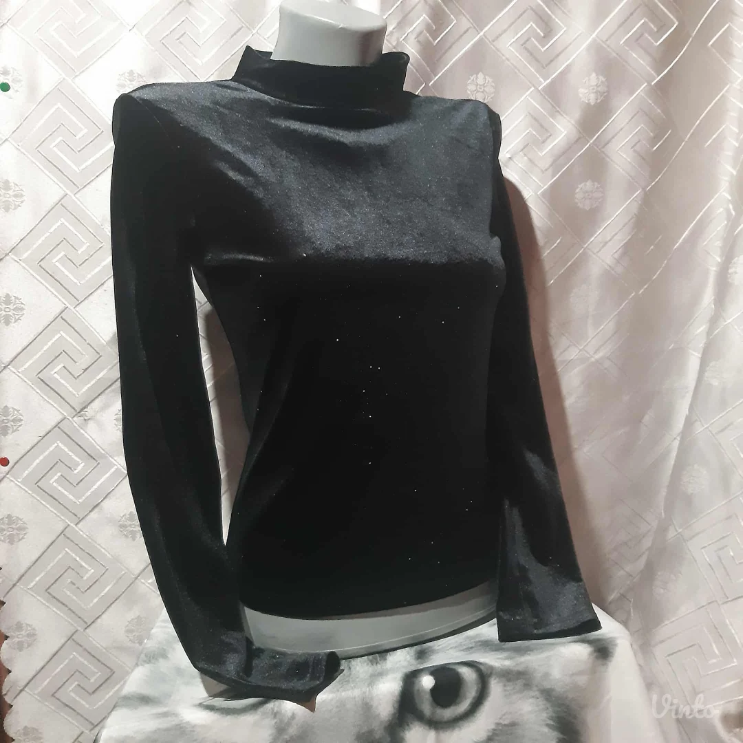 Monki plisana bluza sa zlatnom prasinom XS