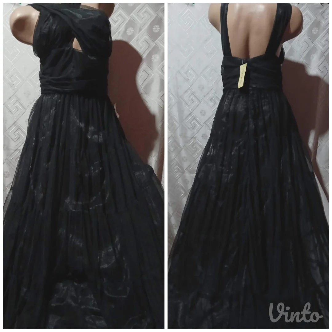 Nova Lace&Beads svecana crna haljina za visoke M
