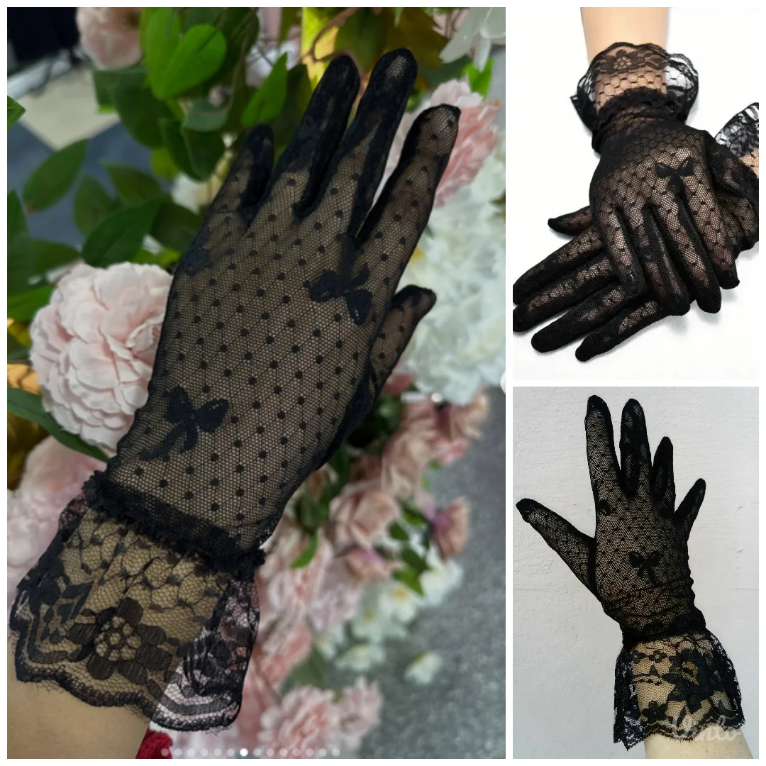 Nove Čipkaste Damske Crne rukavice M/L