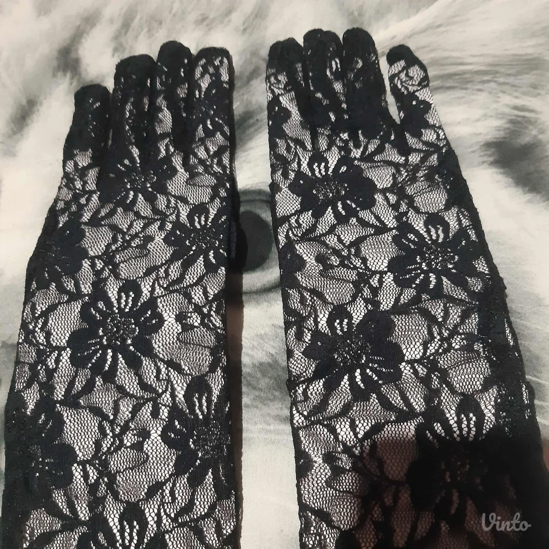 Nove Goth Cipkaste crne rukavice S