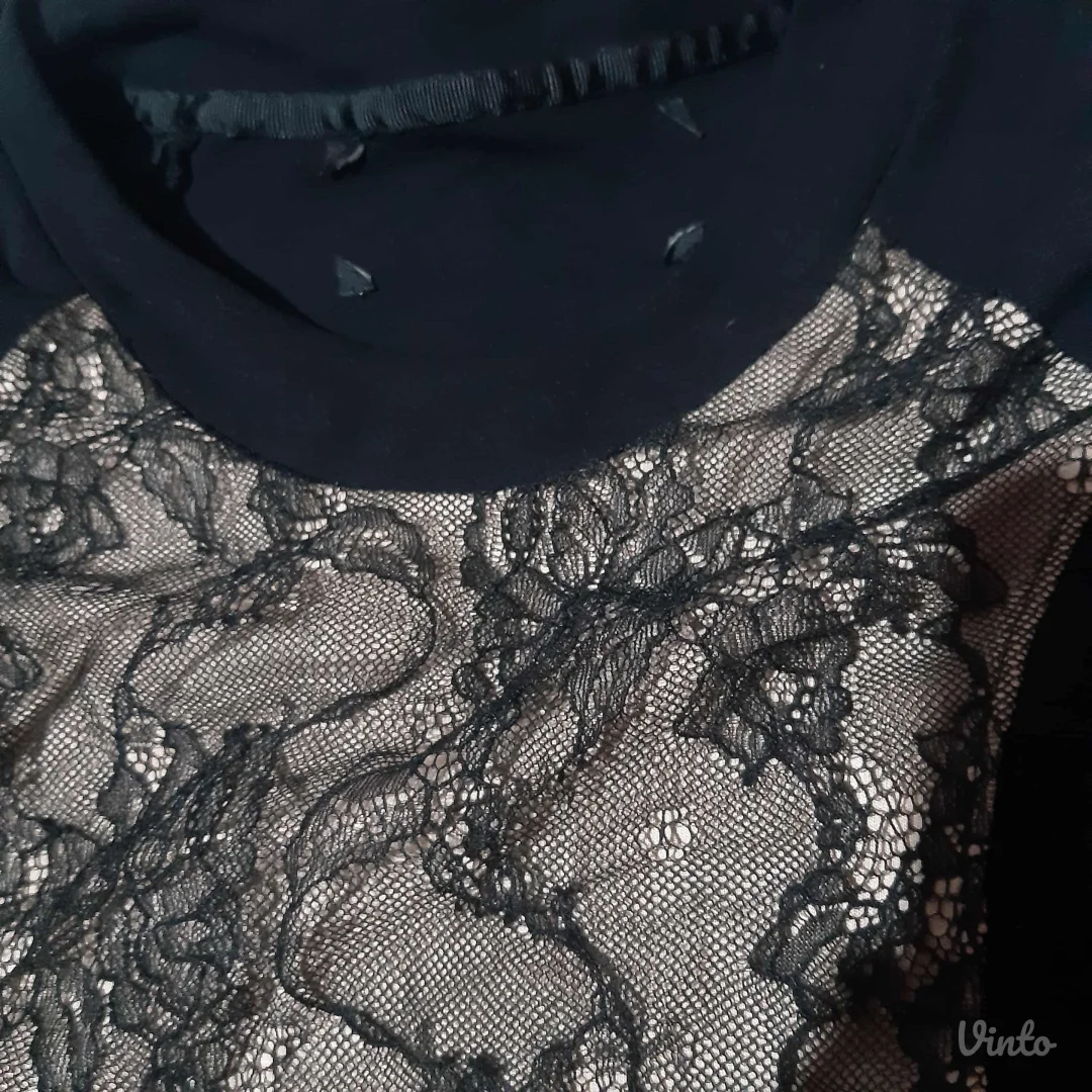 Crna/Krem haljina sa cipkom M/L