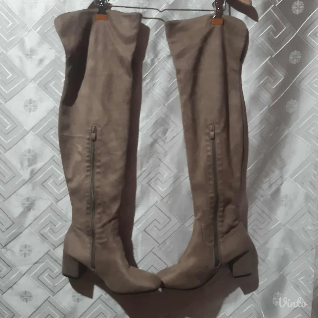 Krem/Braon cizme iznad kolena 39
