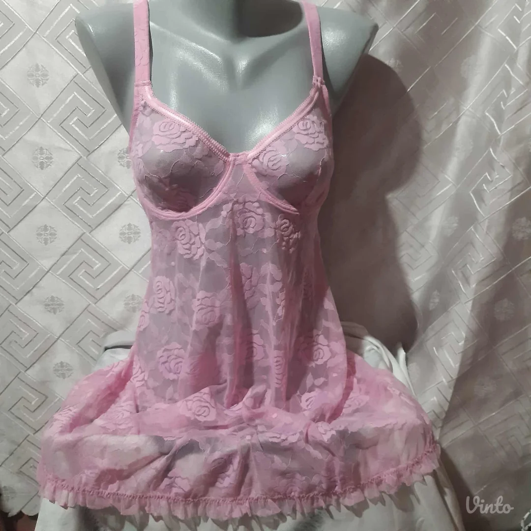 Tezenis Roze spavacica od cipke S/M