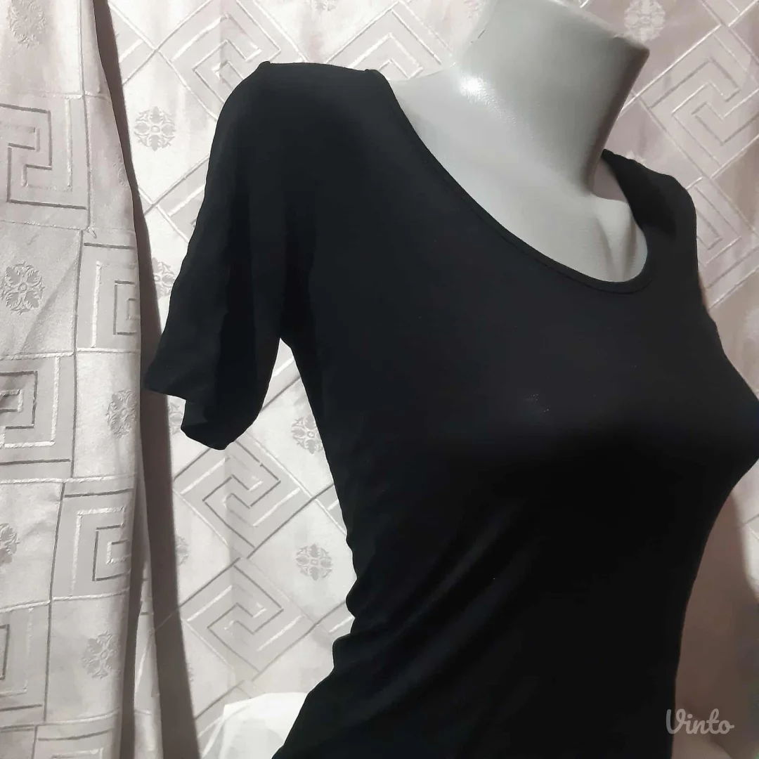 Crni bodi kratkih rukava viskoza/elastin S/M