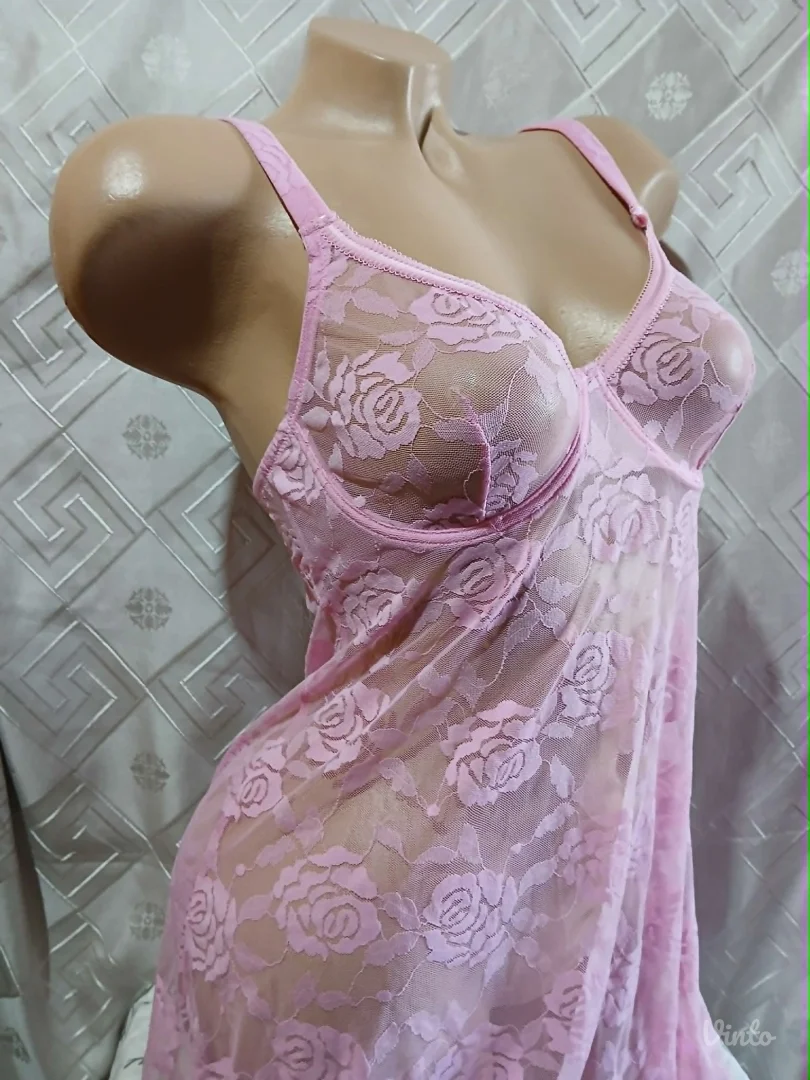 Tezenis Roze spavacica od cipke S/M