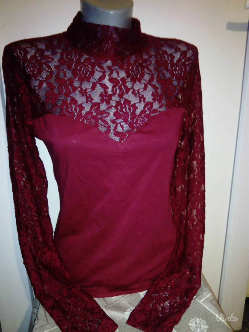 Terranova bordo majica sa cipkom M