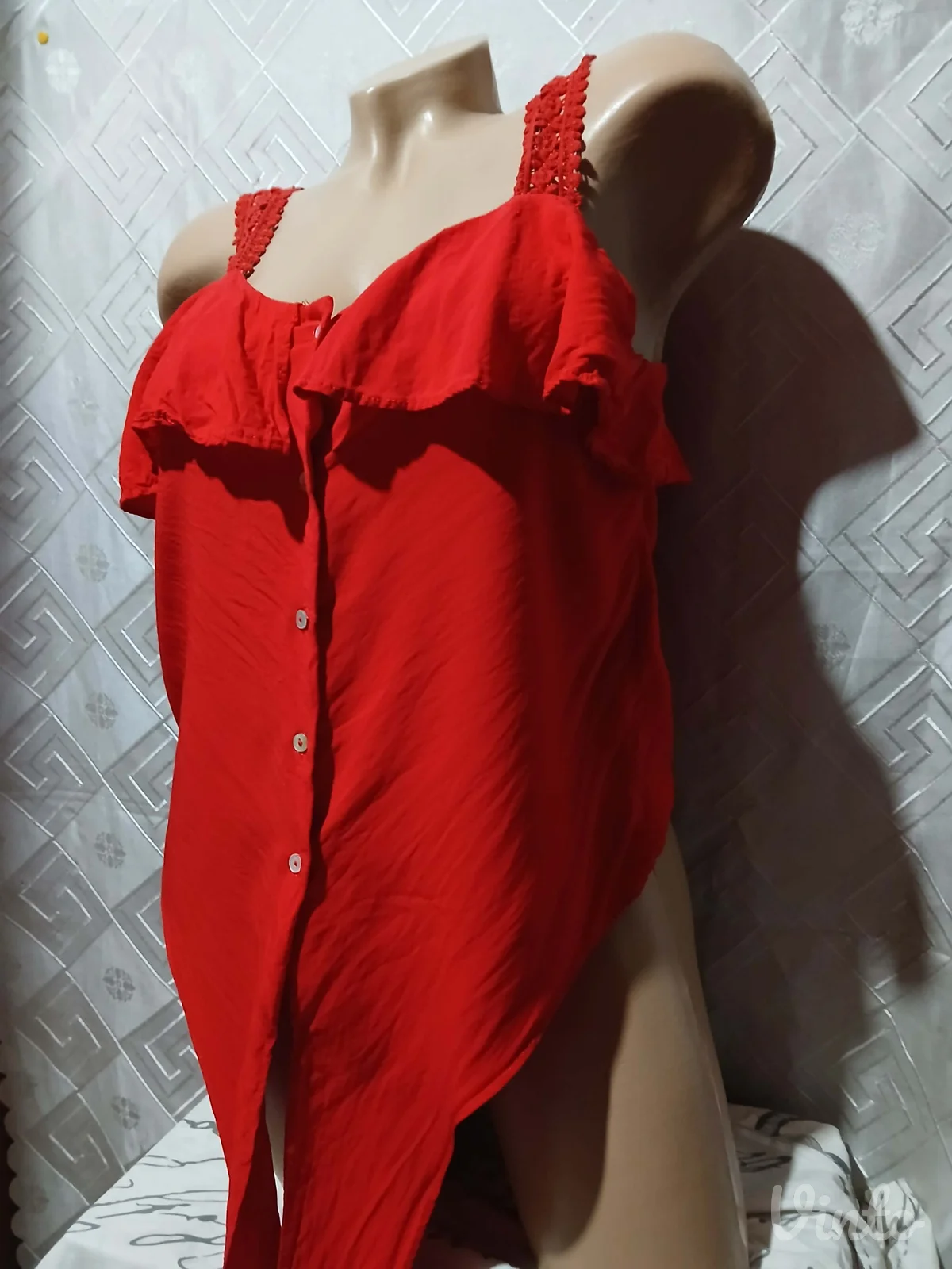 Crvena crop kosulja bez rukava Viskoza S