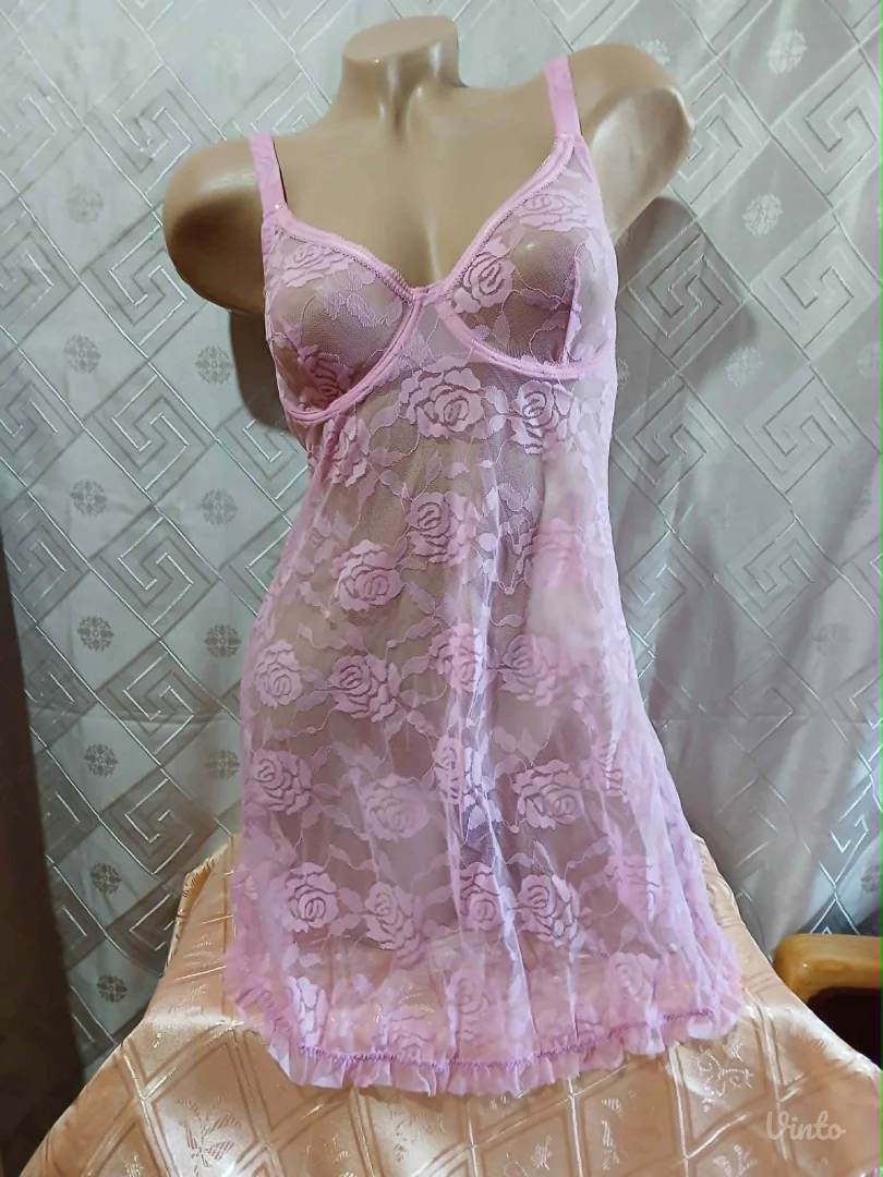 Tezenis Roze spavacica od cipke S/M