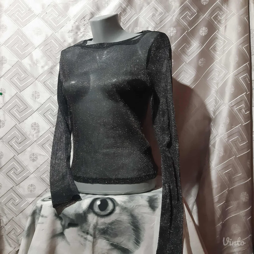 H&M mrežasta srebrna bluza S/M