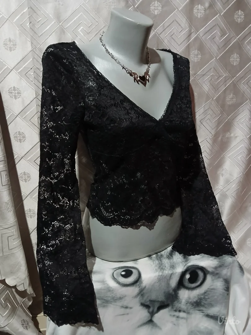 Goth Crop Cipkasta Crna bluza S