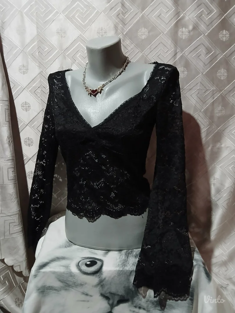 Goth Crop Cipkasta Crna bluza S