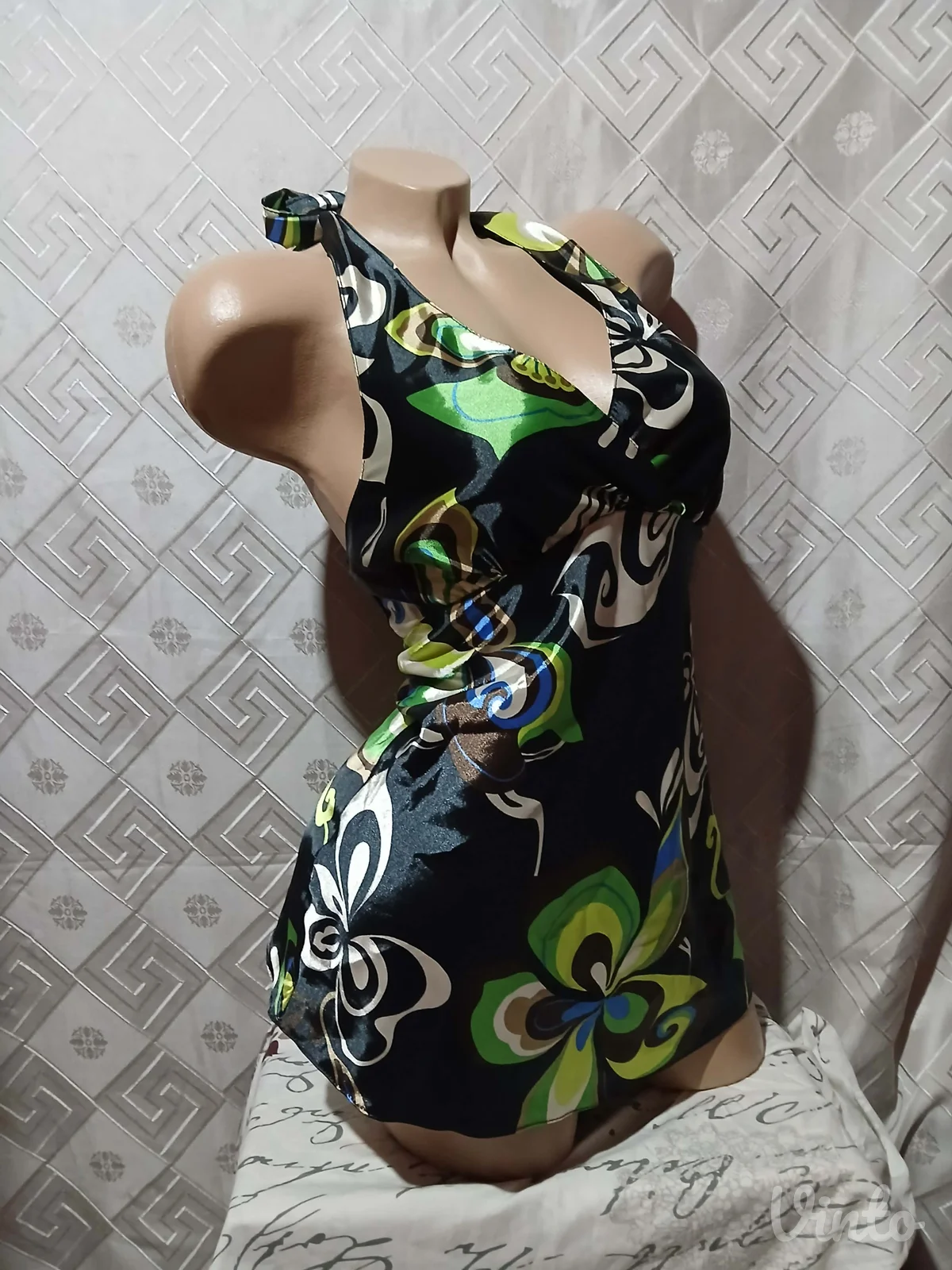 Retro saten sarena majica na vezivanje S/M