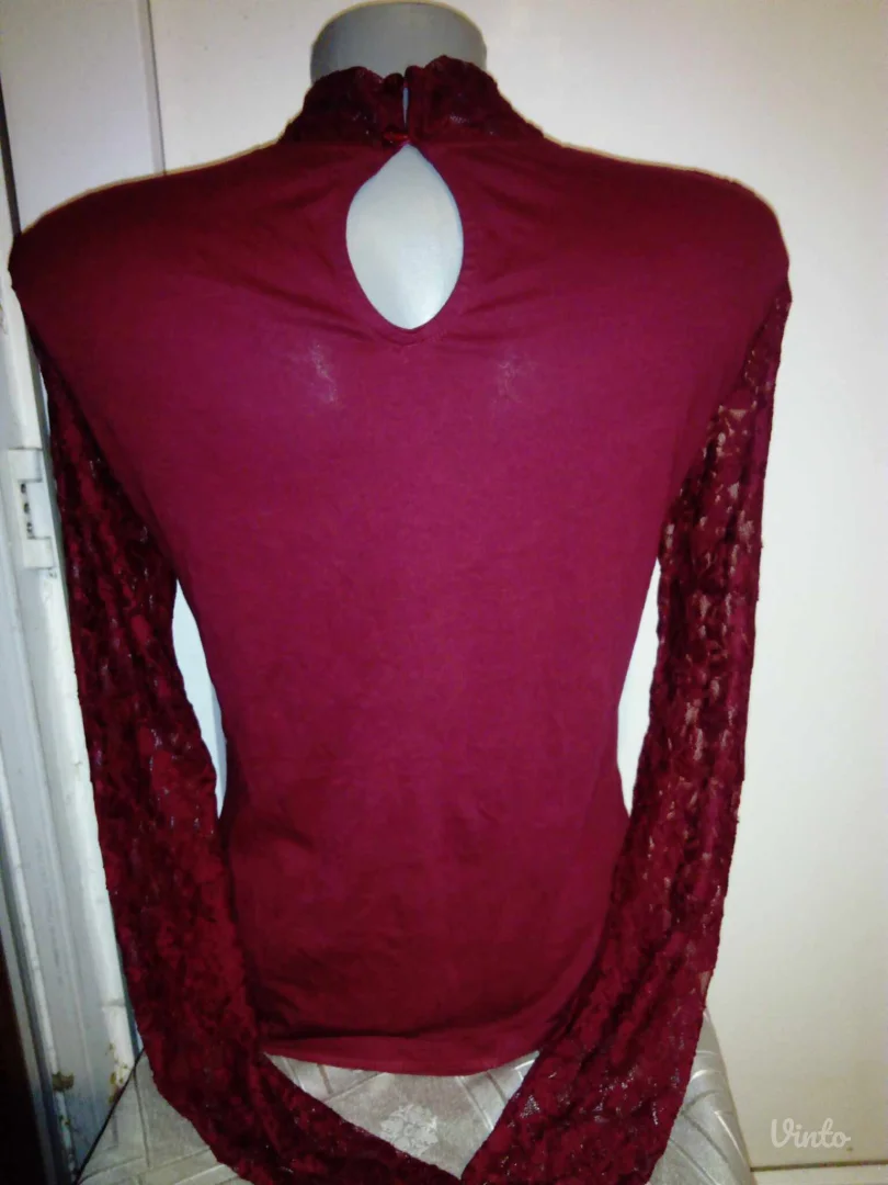 Terranova bordo majica sa cipkom M