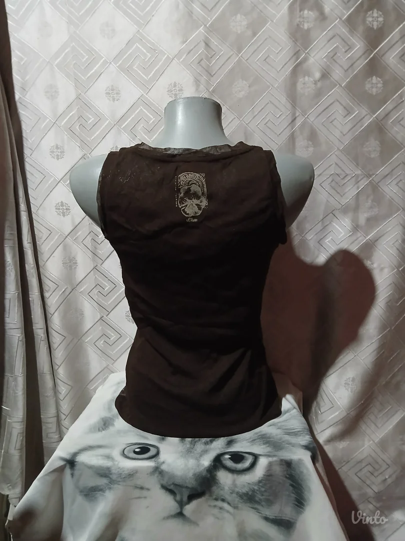 Y2K mrezasta braon majica L/XL