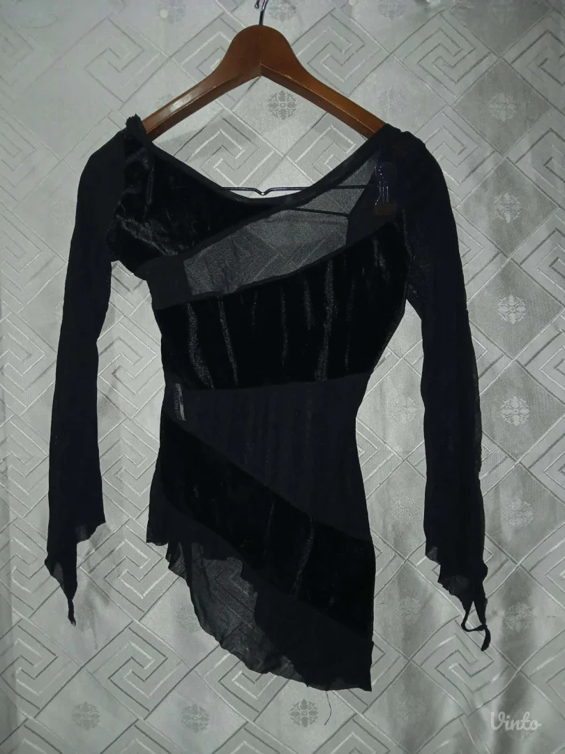 Goth crna bluza til/mrezica plis S