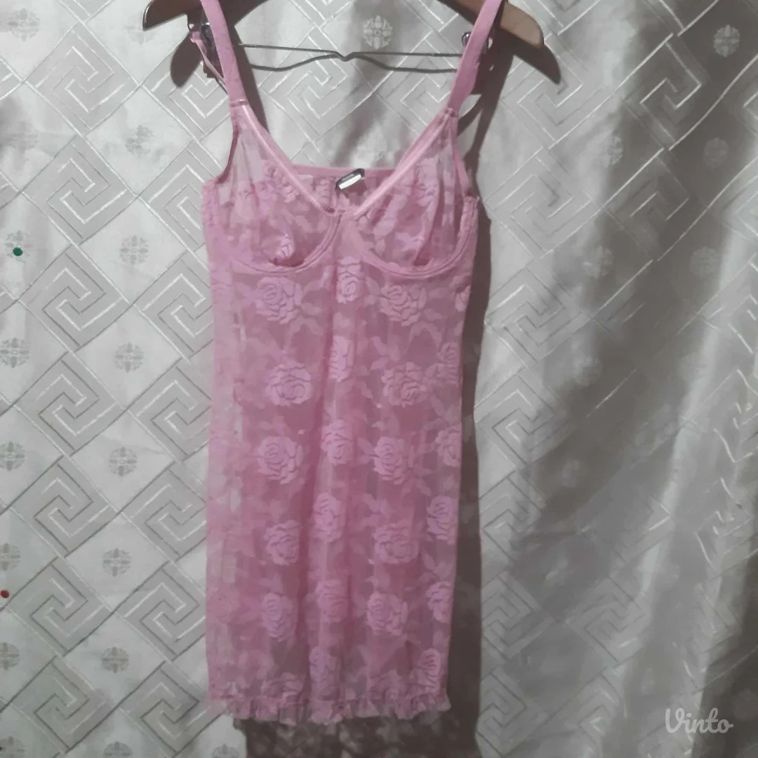 Tezenis Roze spavacica od cipke S/M