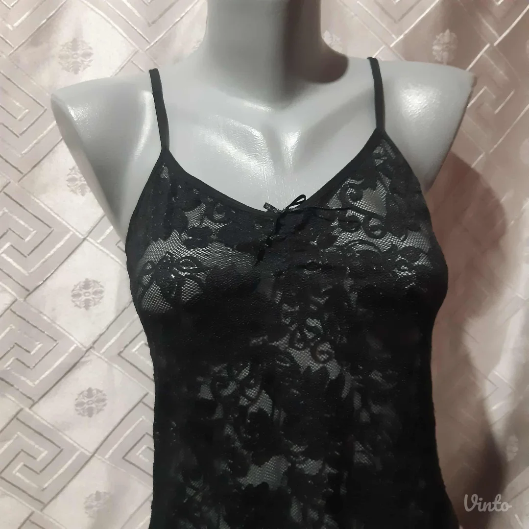 Crna Čipkasta Majica M/L