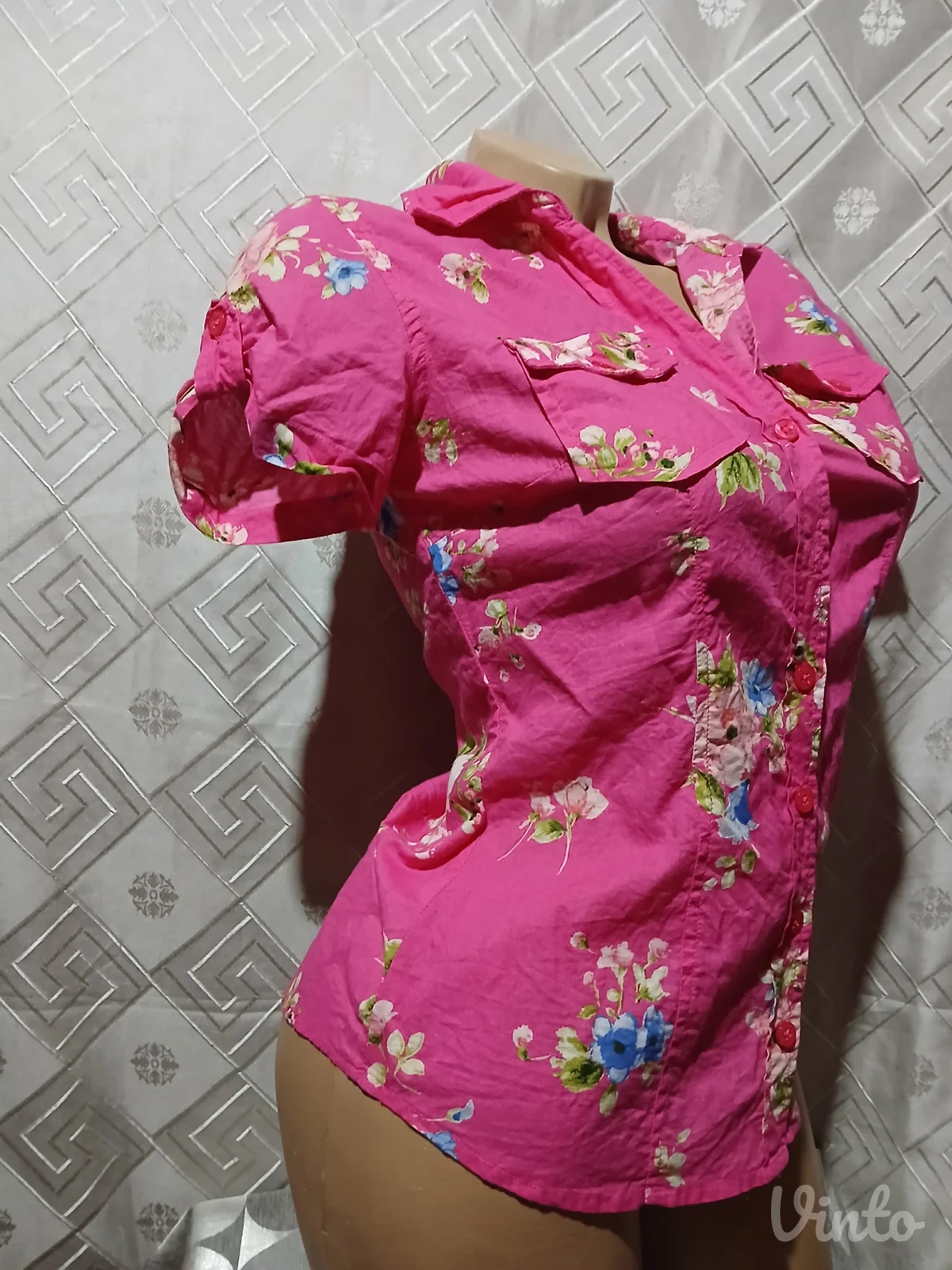 Roze kosulja floral pamuk XS