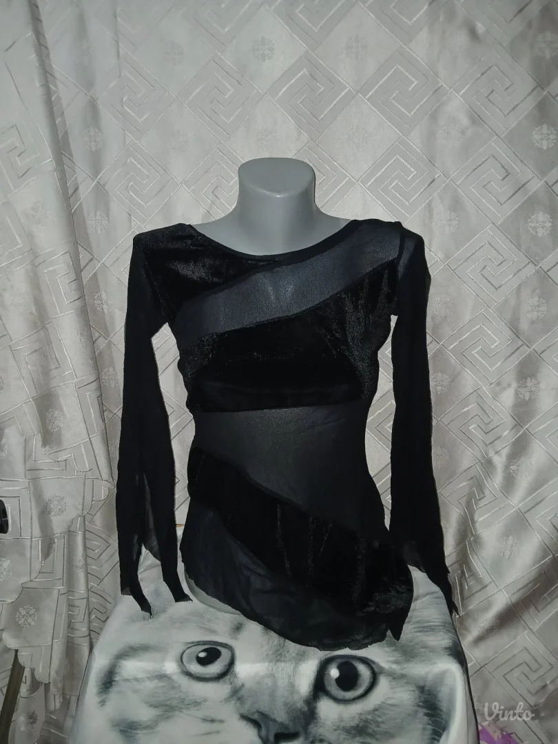 Goth crna bluza til/mrezica plis S