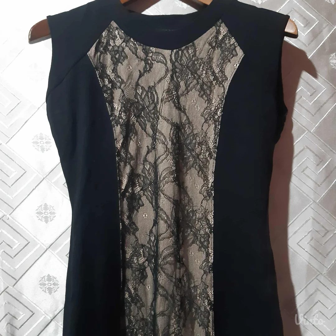 Crna/Krem haljina sa cipkom M/L